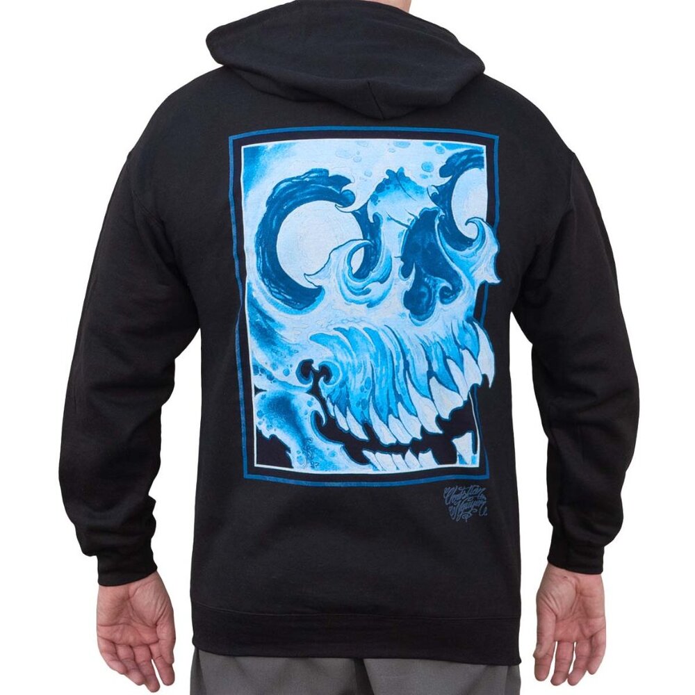 Nguyen Skull Japanese Tattoo Style Art Skull Surf Black Hoodie S- M-L-XL-2XL NWT